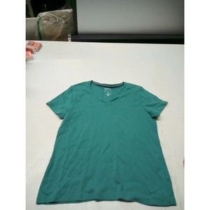 Women's Croft & Barrow Petite The Classic Tee Short Sleeve V-Neck Green  PM